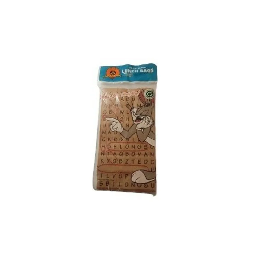Vintage 2001 Bugs Bunny Looney Tunes Brown Paper Lunch Bags – Pack of 20